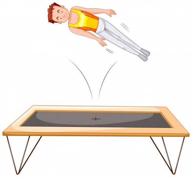 Gymnatist on trampoline white background Premium Vector