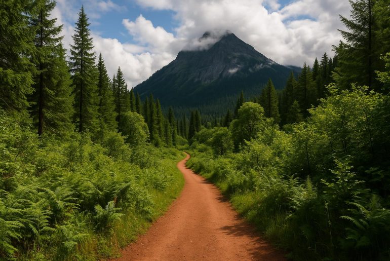 Four Ways to Become a Nature-Abiding Traveler Hiker exploring lush forest trail, promoting eco-friendly and responsible travel practices
