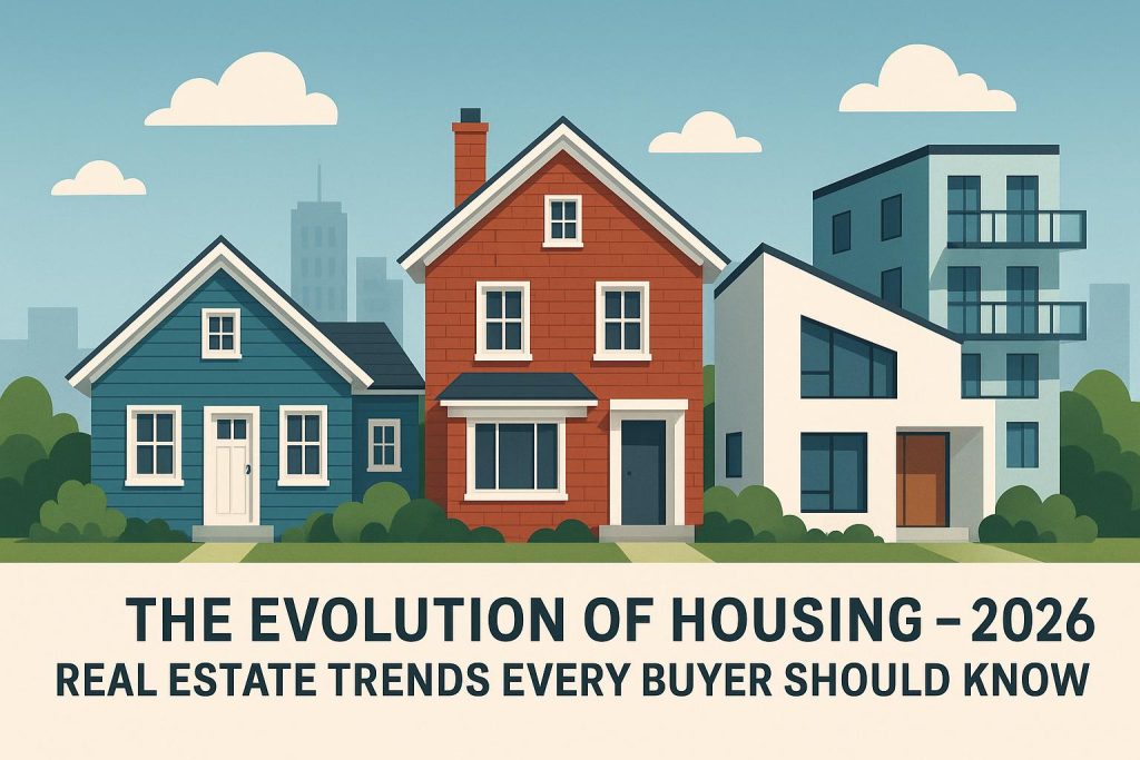 Modern residential buildings showcasing future real estate trends and innovative housing designs