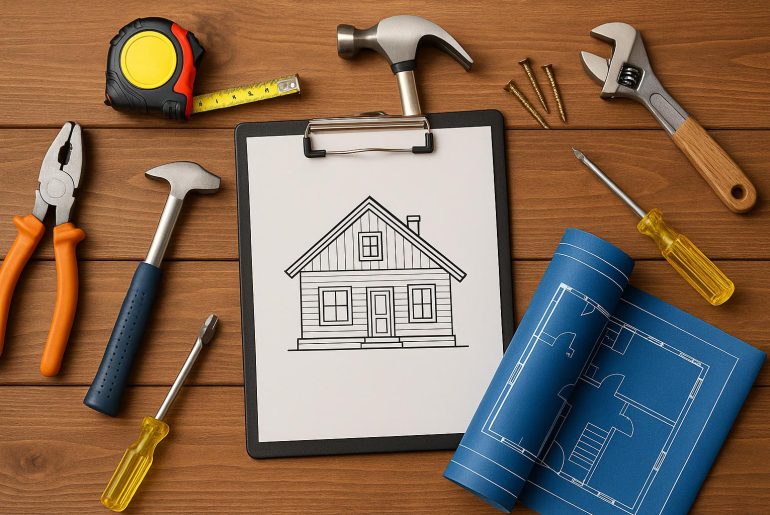 Modern living room with stylish DIY shelves, smart lighting, and creative home repair projects