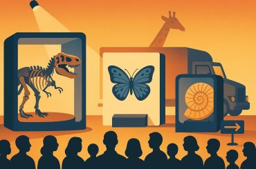 Traveling natural history exhibit showcasing fossils and artifacts to engage diverse audiences