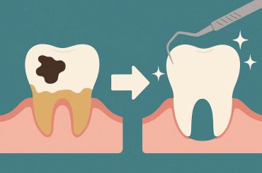 Dental checkup with dentist examining patient's teeth to prevent cavities and oral health issues