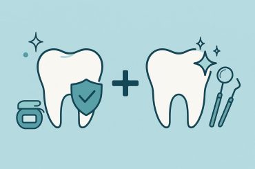 Dental tools and healthy teeth illustrating the synergy of cosmetic and preventive dentistry care