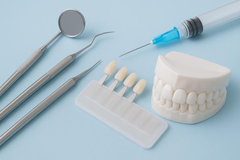 Dental chair and tools in a modern clinic highlighting general dentistry before cosmetic treatments