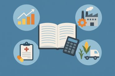 CPA analyzing financial charts tailored for different industries on a digital dashboard