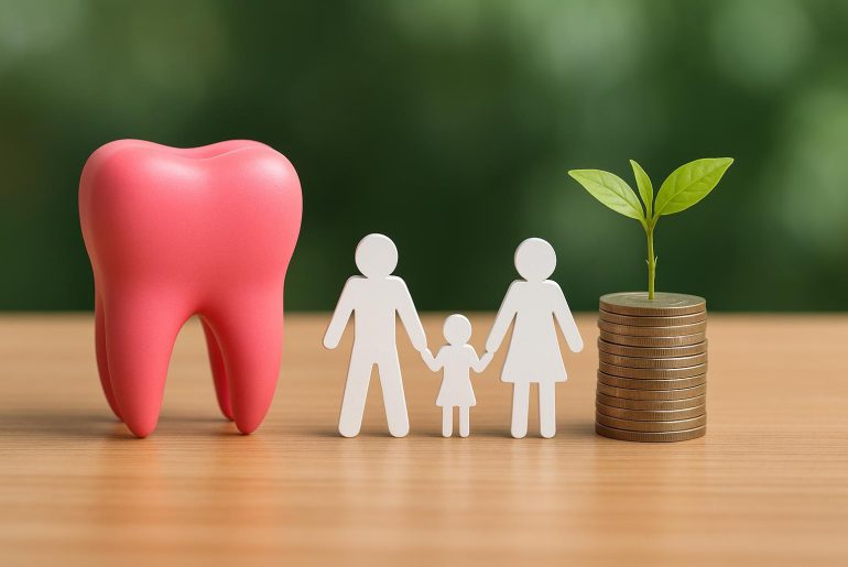 Dental professional examining child's teeth in clinic emphasizing preventive family dental care