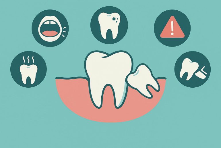 X-ray showing impacted wisdom teeth in a teenager’s jaw, highlighting dental health concerns