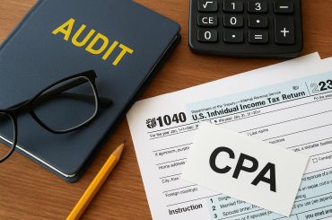 Accountant reviewing financial documents to assist with IRS audit preparation and compliance