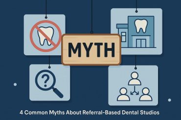 Dental studio interior with referral forms and dental equipment highlighting referral-based practices