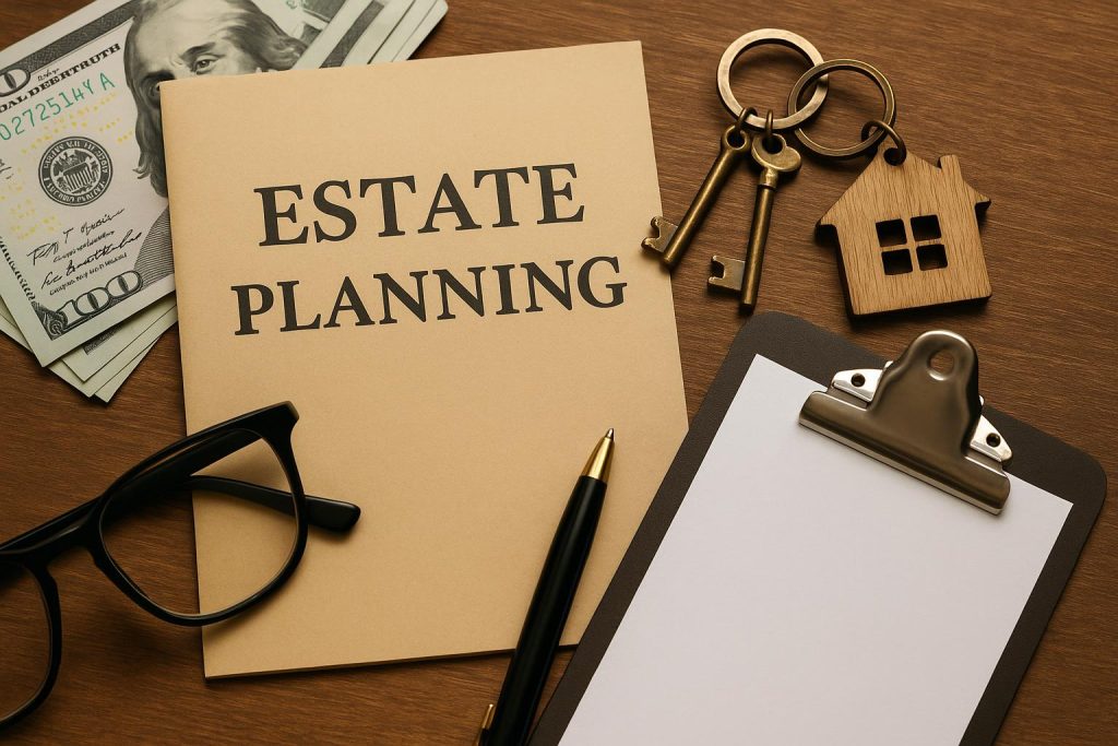 CPA guiding estate and inheritance planning with financial documents and legal paperwork