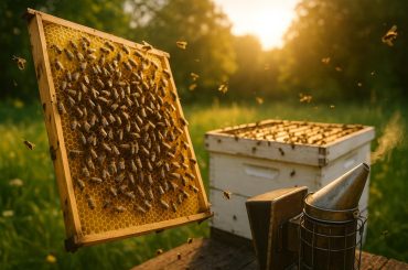 Honeybees gathering nectar on a vibrant hive, highlighting benefits of starting beekeeping