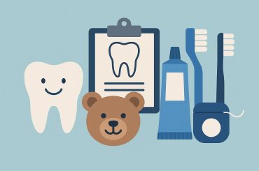 Smiling child at dentist's office receiving friendly dental care to ease anxiety