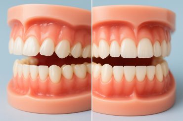 Close-up of teeth showing bite alignment impacting appearance of a cosmetic smile
