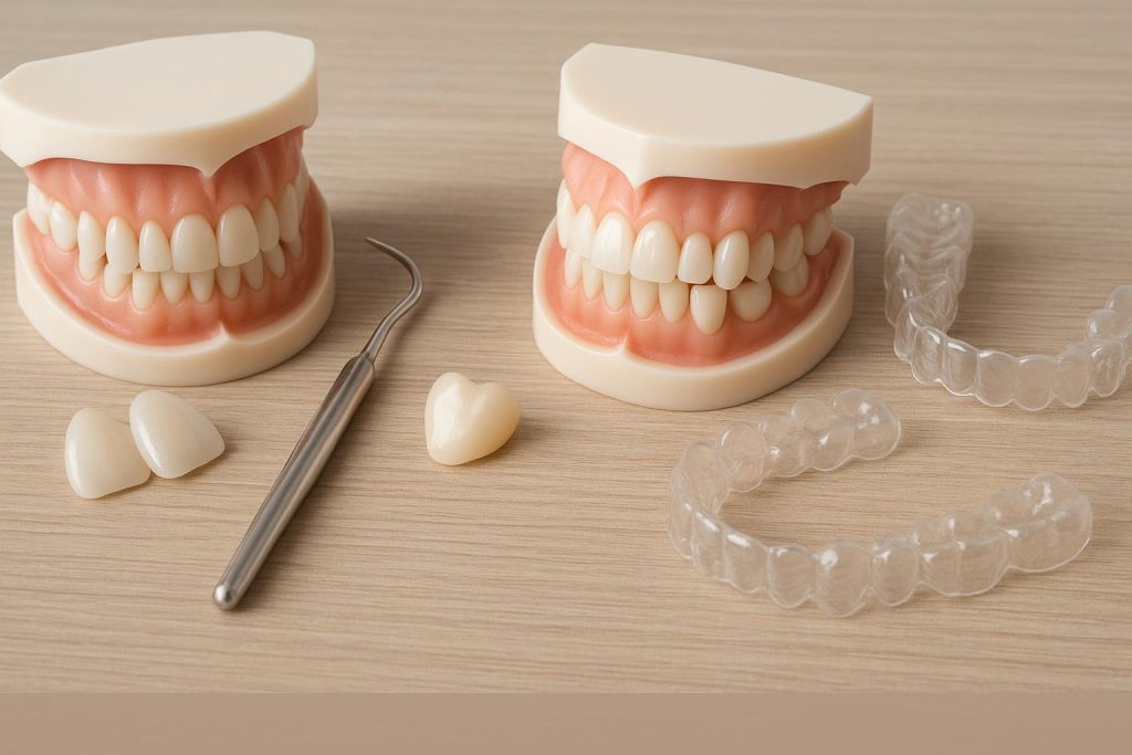 Close-up of healthy, white teeth showing results of cosmetic dentistry procedures for a natural smile