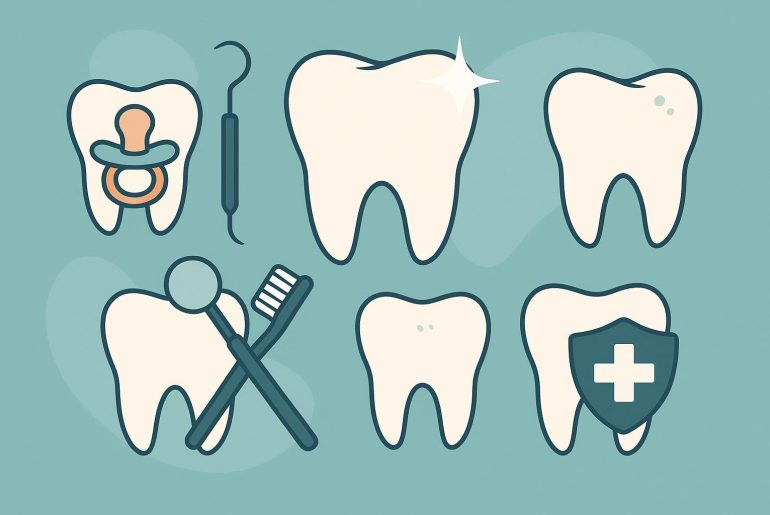 Dental tools and healthy teeth representing comprehensive general dentistry for all ages