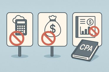 CPA myths debunked with accounting symbols, calculator, and financial documents on desk