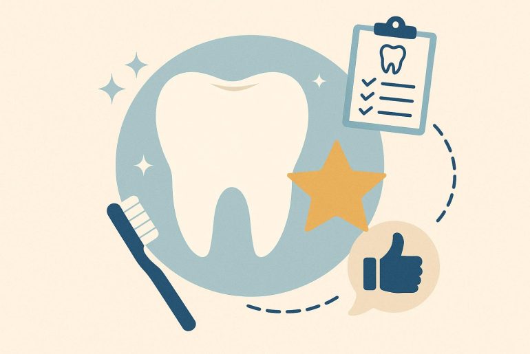 Pediatric dentist using positive reinforcement to encourage confident, happy children during checkups