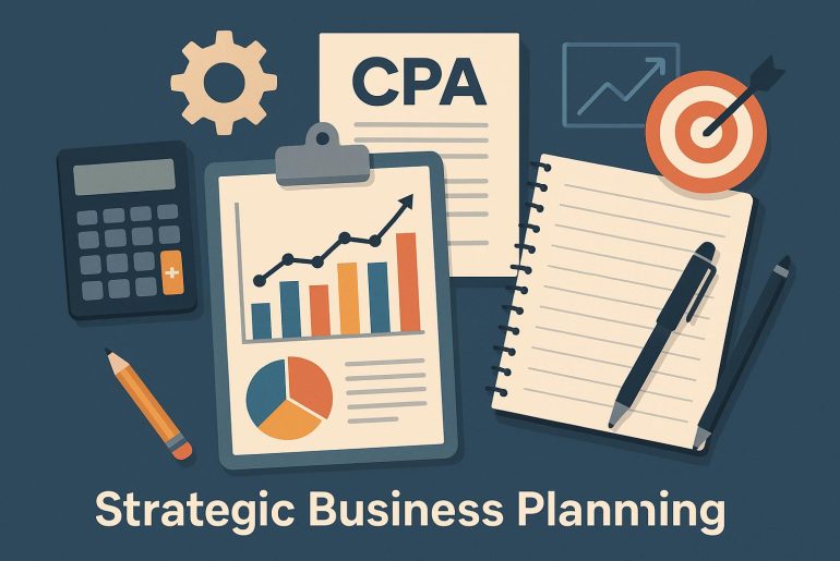 Certified Public Accountant reviewing financial reports for strategic business planning success
