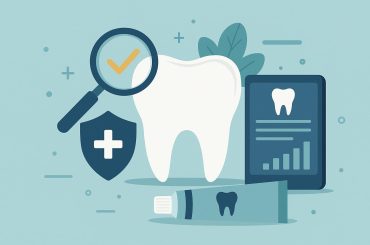 Dental professional demonstrating oral hygiene tools to explain preventive dentistry techniques.