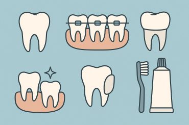 Cosmetic dentistry tools and dental veneers displayed at a modern dental clinic for families