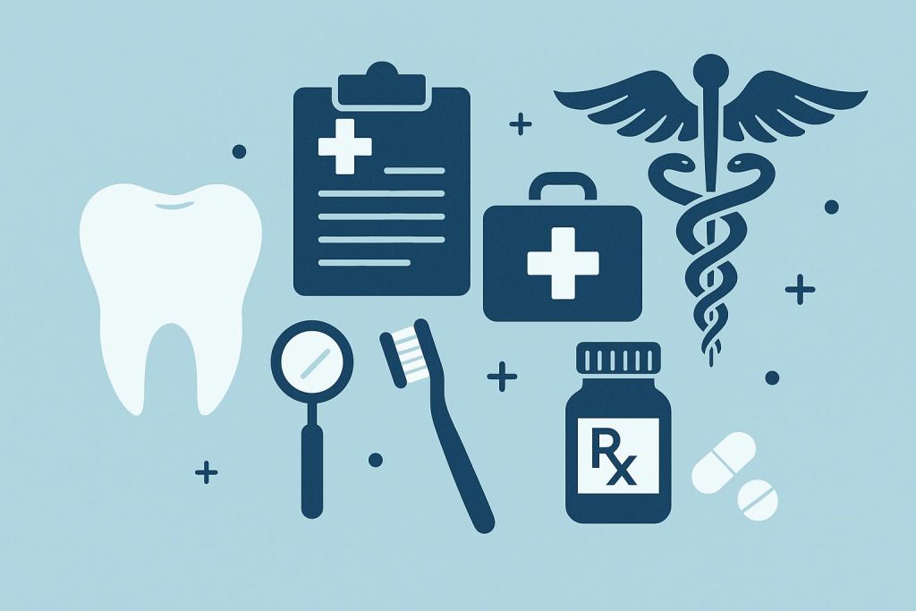 Dental tools on a tray in a clinic highlighting general dentistry care for chronic conditions