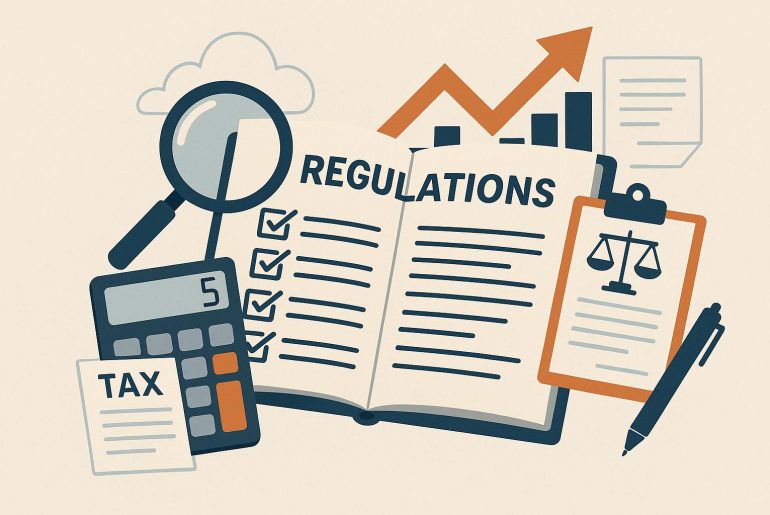 CPA analyzing financial documents to guide businesses through regulatory compliance steps