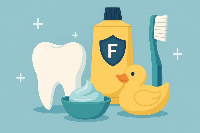 Fluoride treatment protecting children's teeth in pediatric dental care for cavity prevention
