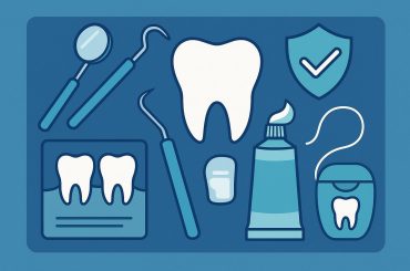 Dental hygiene tools and preventive care products promoting strong household oral health